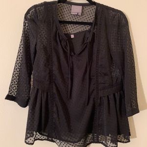 Anthropologie Black Sheer Blouse